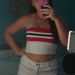 garage red white and blue tube top NWT